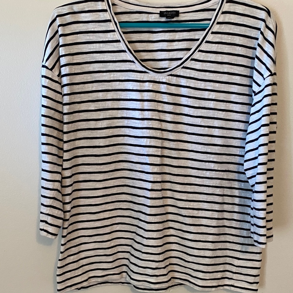 Talbots Classic Striped Long Sleeve Top
